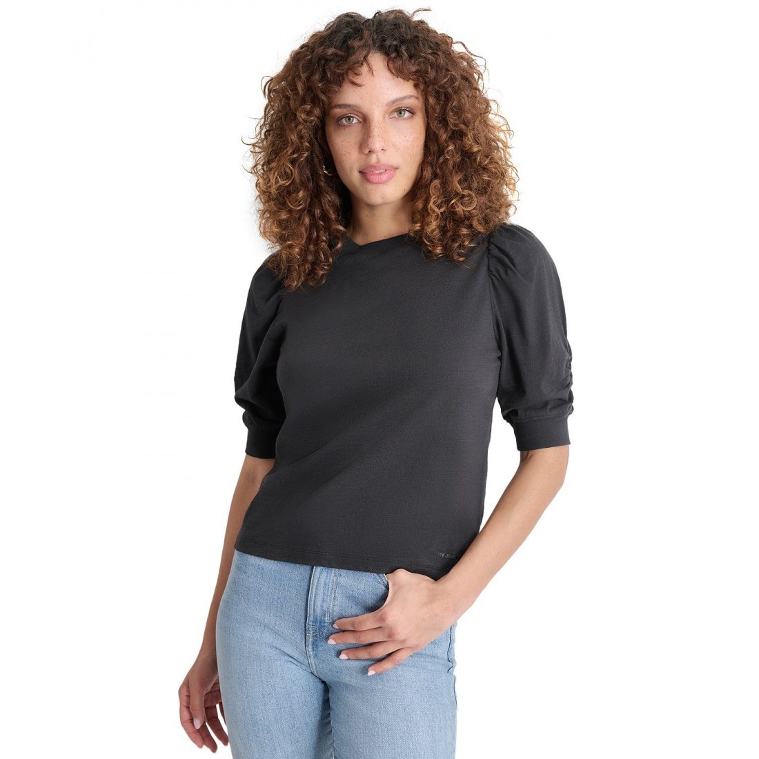 T-shirt 'Cotton Ruched Puff-Sleeve' pour Femmes