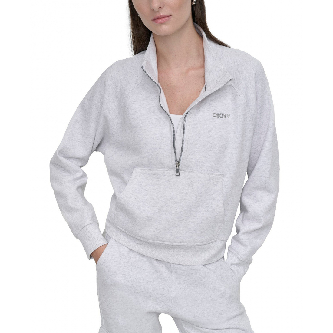 Sweatshirt 'Studded-Logo Half-Zip' pour Femmes