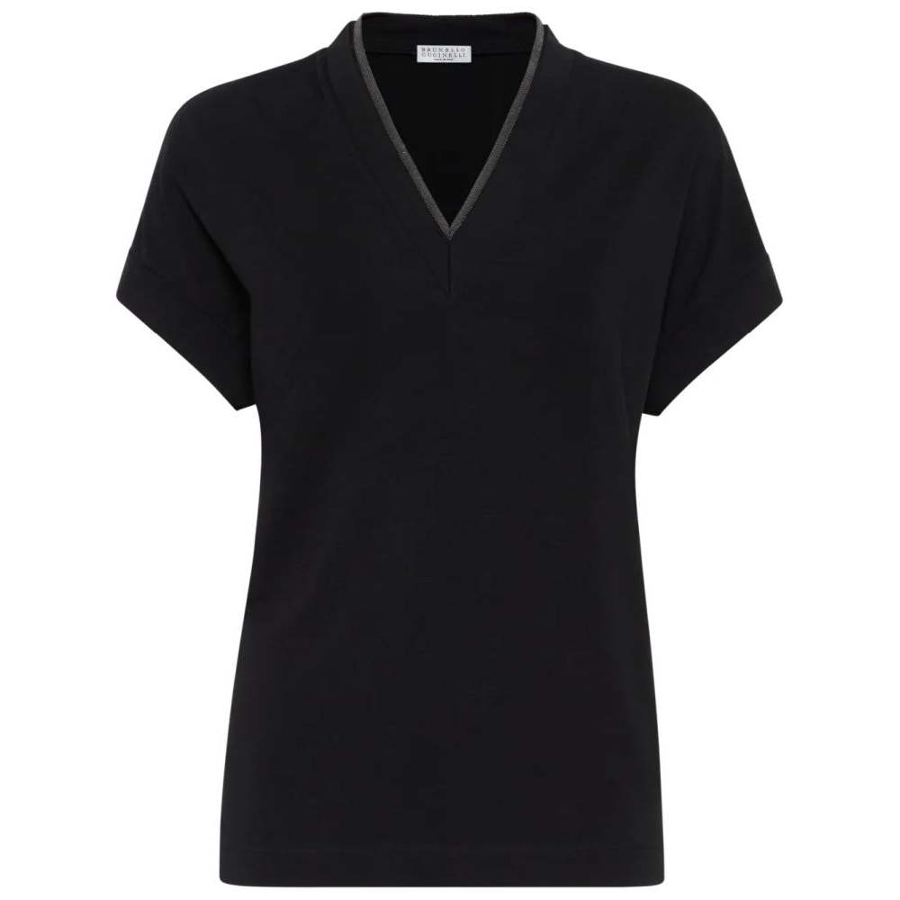 Top à manches courtes 'Metallic Detail At Neckline' pour Femmes