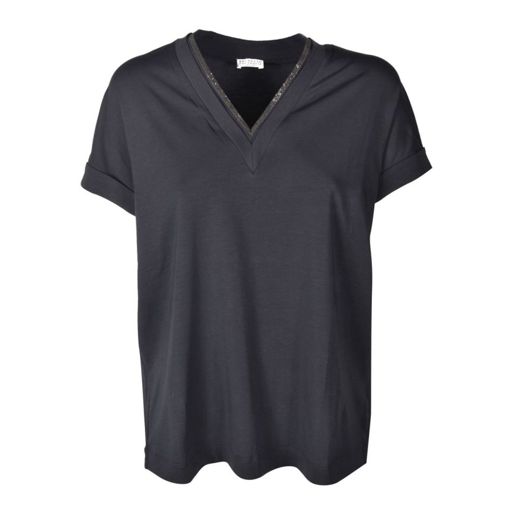 T-shirt 'Embellished Neckline' pour Femmes