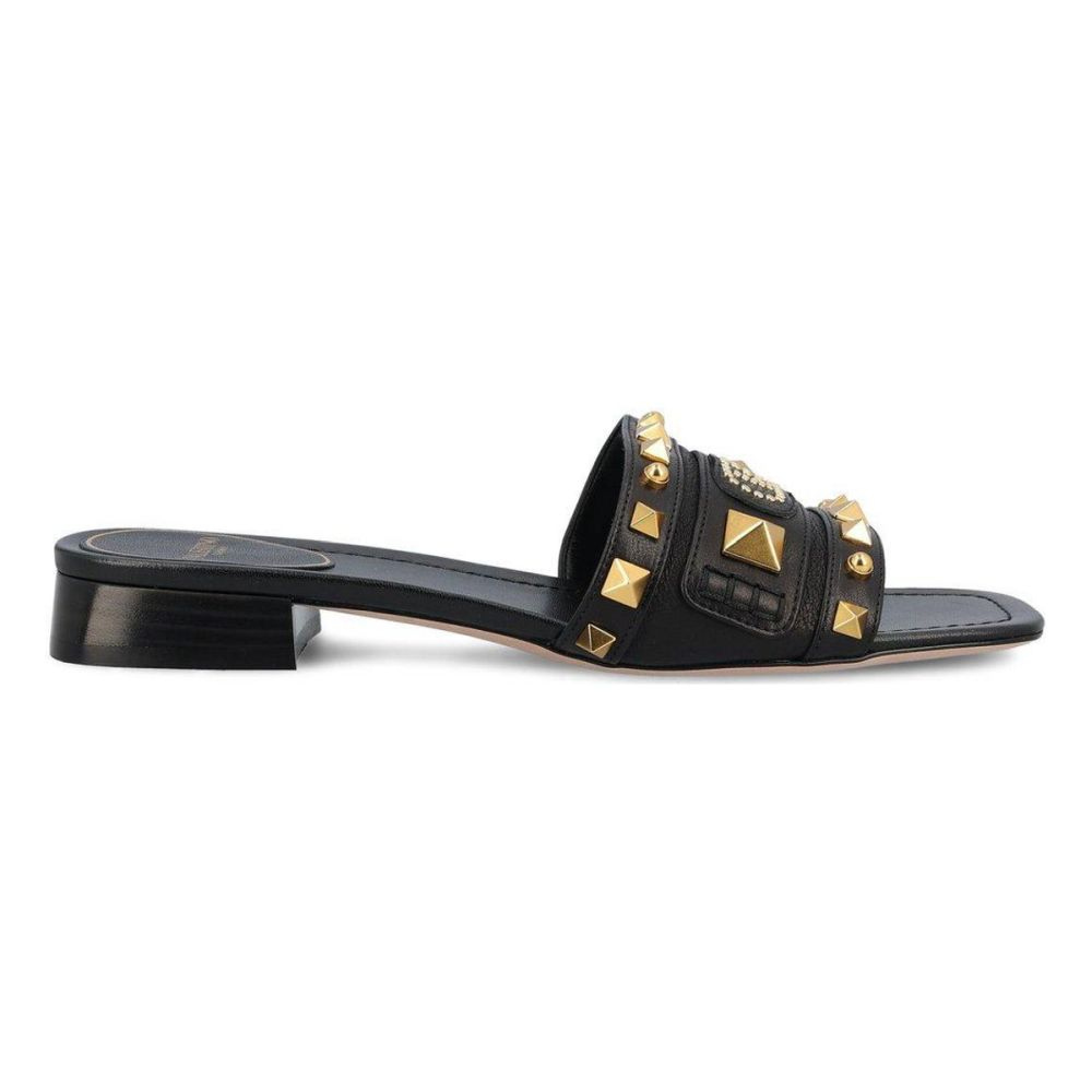 Women's 'Rockstud Square Toe' High Heel Mules