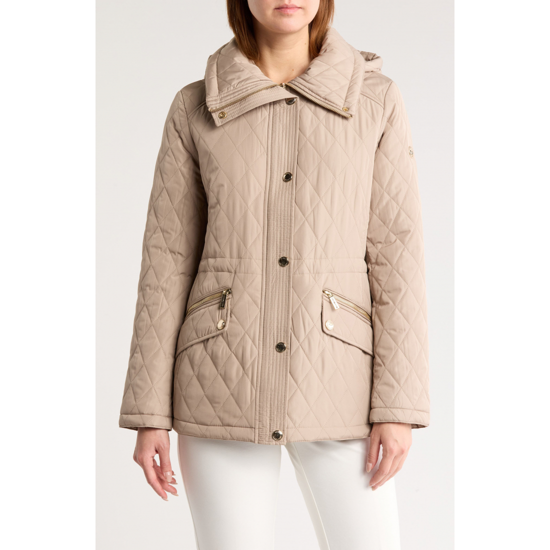 'Diamond Quilted Zip Front Jacket' pour Femmes