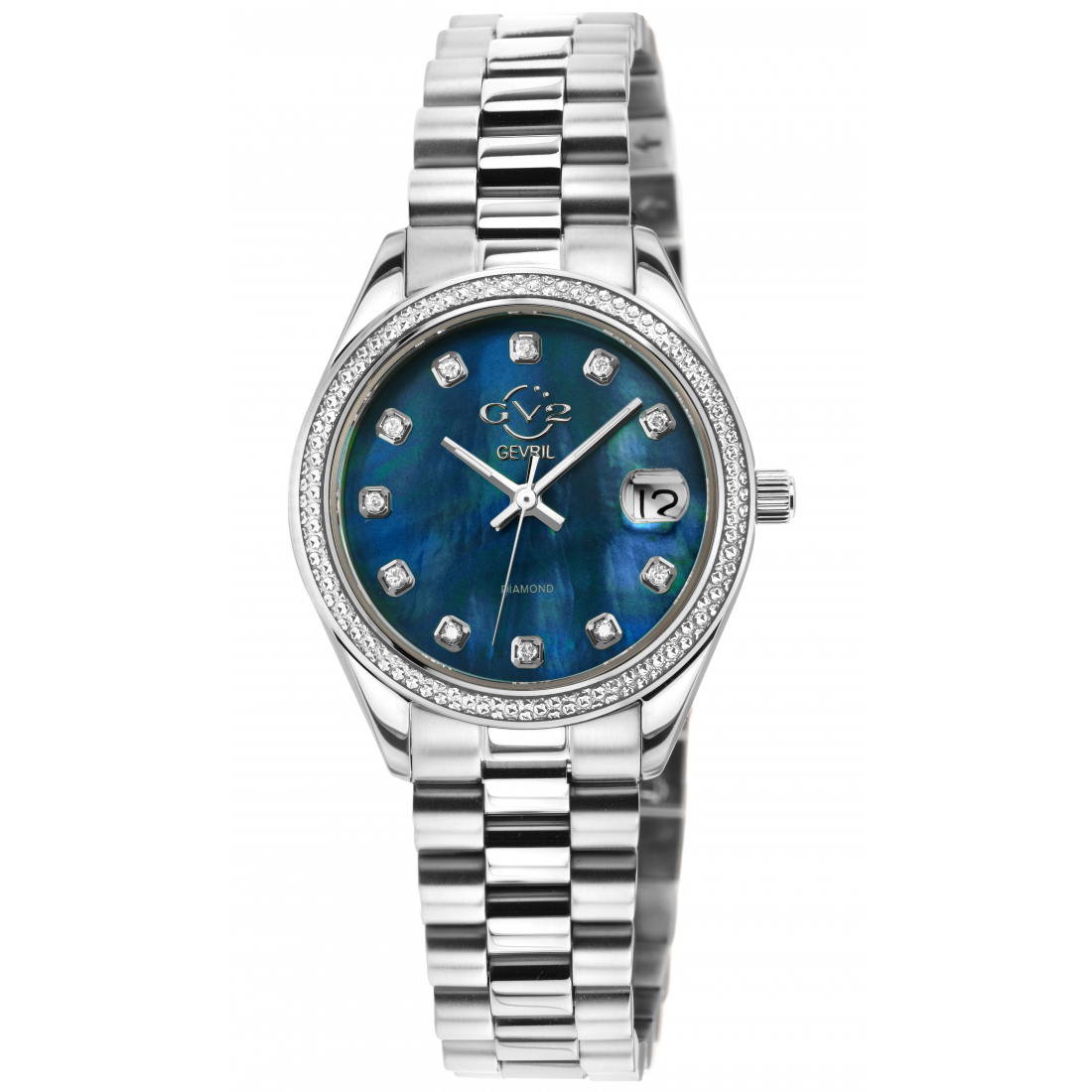 Women's Turin Diamond, Blue Mop Dial, Stainless Steel Watch