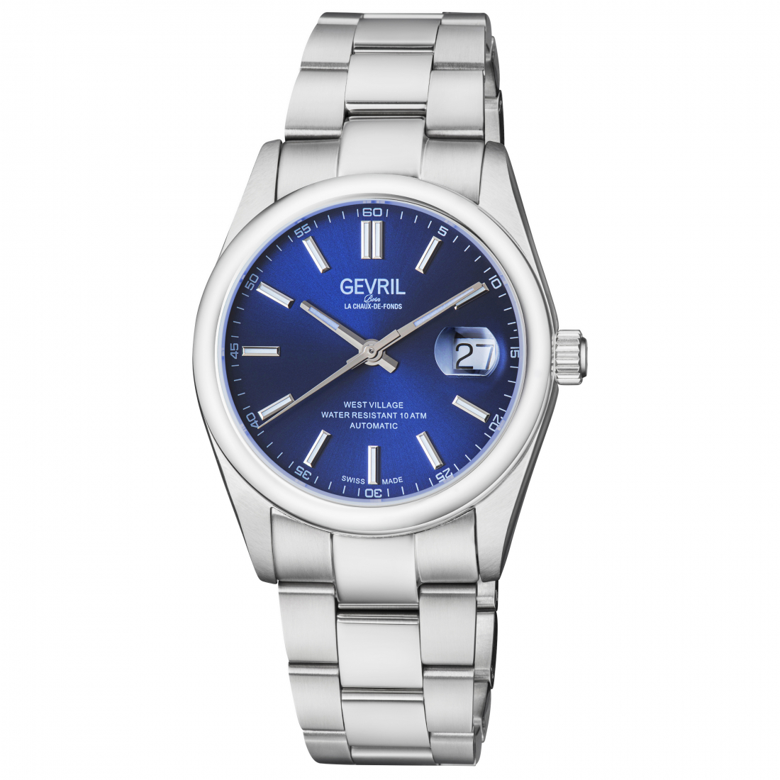 Men's Automatic West Village Blue Dial Stainless Steel Bracelet Watch
