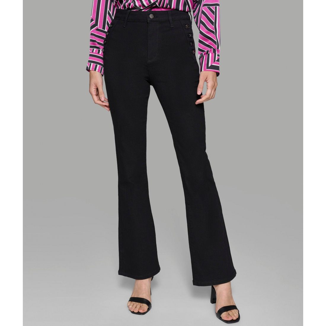 Women's 'Straight Leg Denim With Monochrome Buttons' Jeans