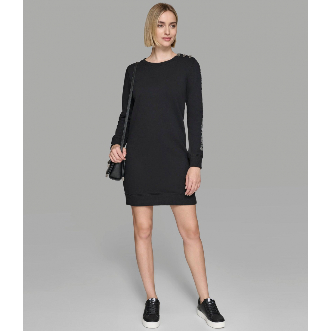 Women's 'Rhinestone Logo Trim Sweatshirt' Dress