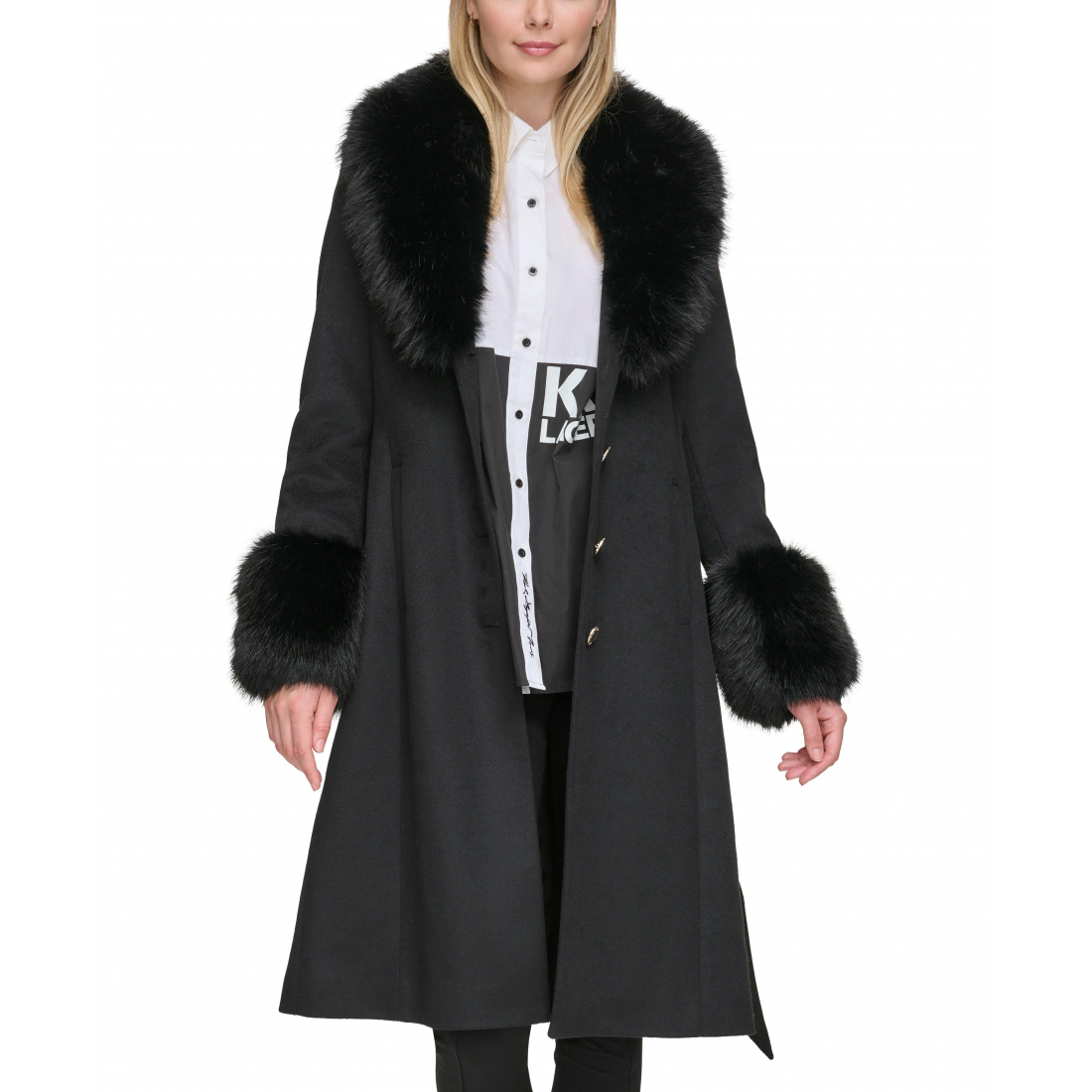 Manteau 'Wool Coat With Faux Fur Collar Cuffs' pour Femmes
