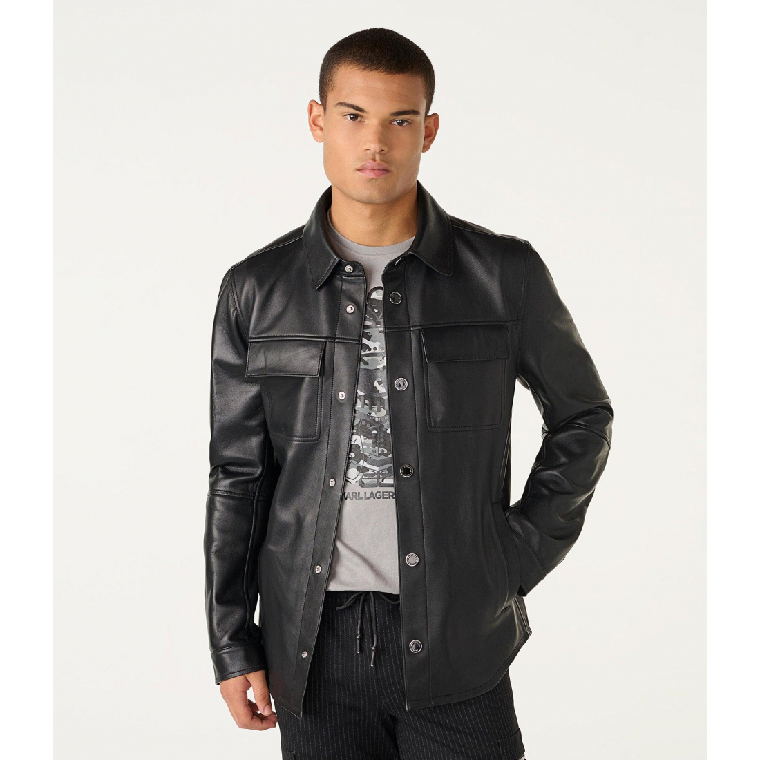 Veste 'Bonded Leather Shirt' pour Hommes