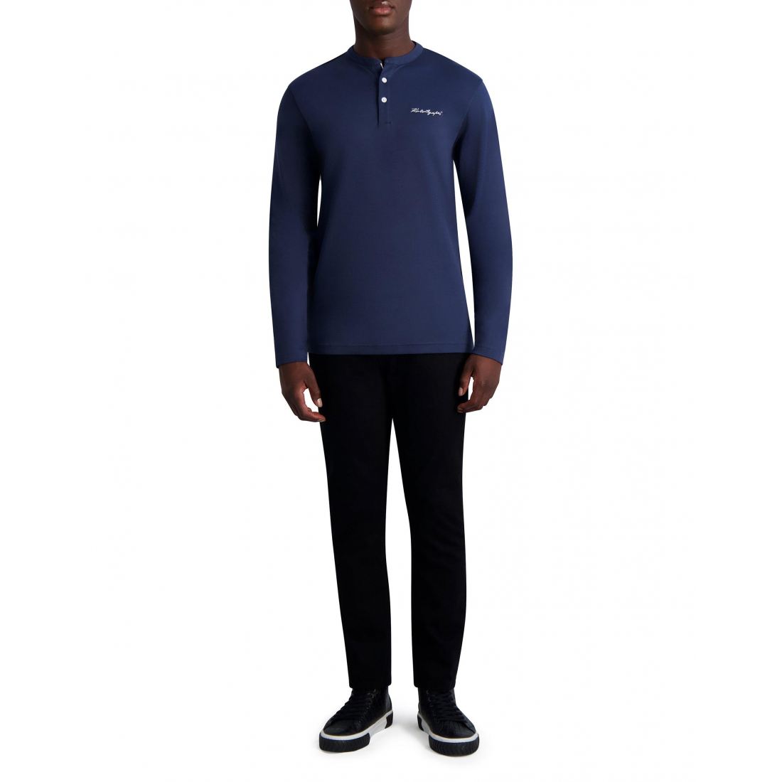 Top 'Long Sleeve Henley With Signature' pour Hommes