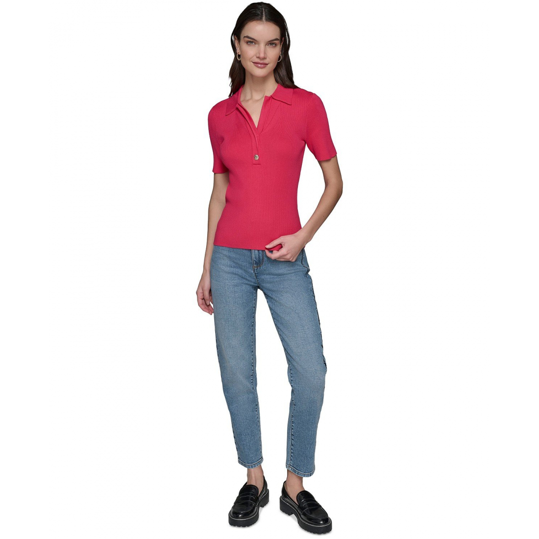 Women's 'Johnny Collar Ribbed' Sweater