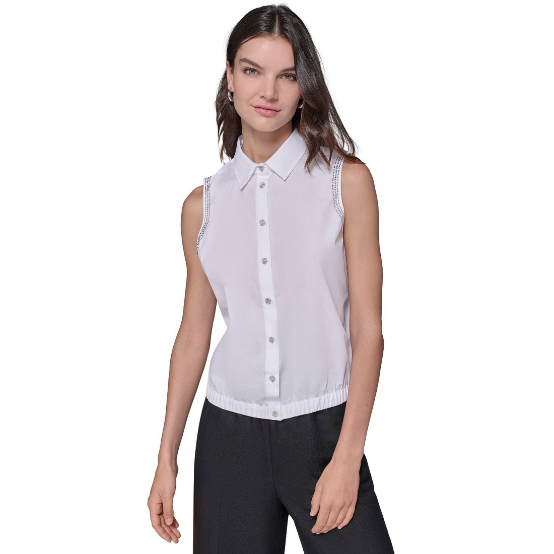 Haut sans manches 'Embellished Button-Front' pour Femmes