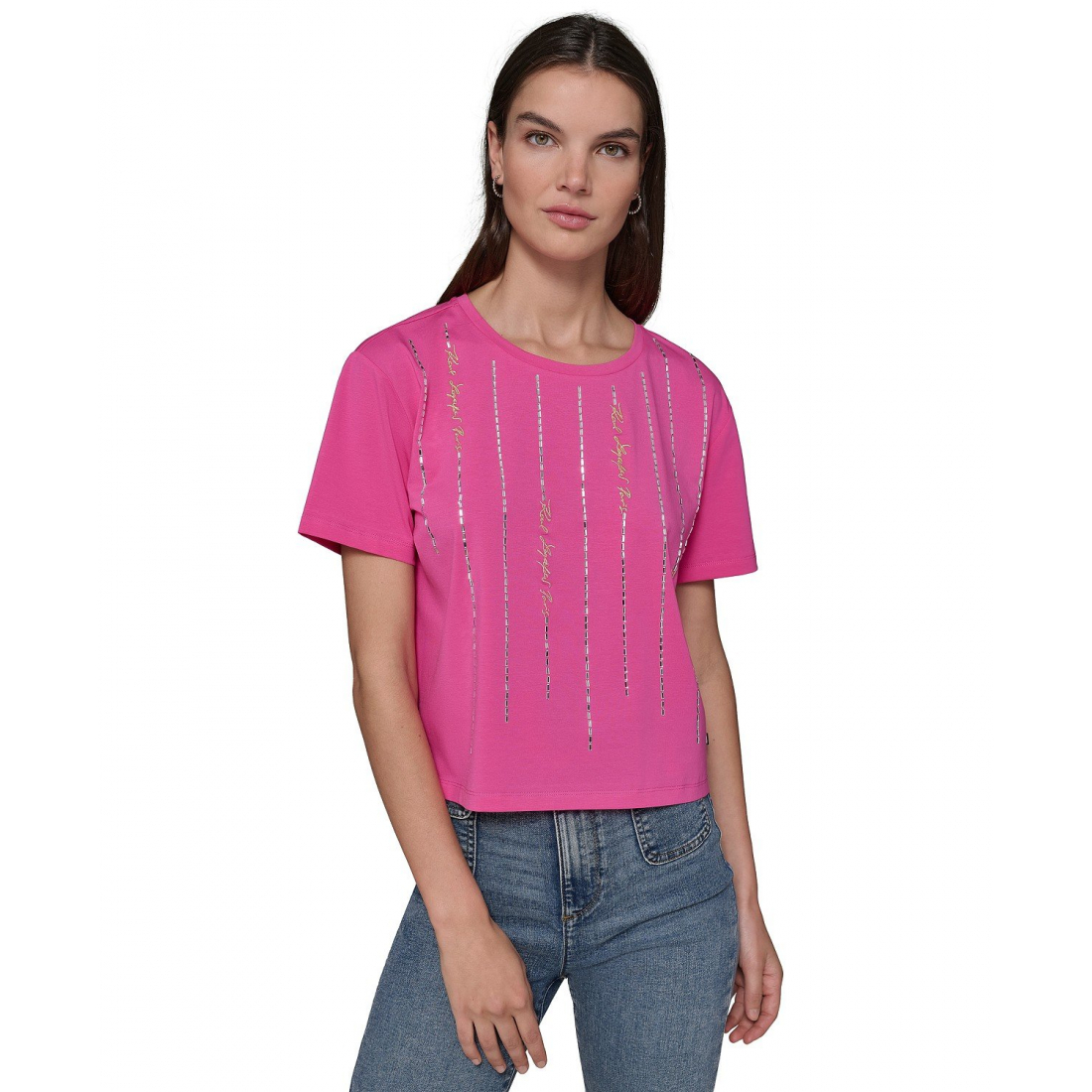 T-shirt 'Embellished Logo' pour Femmes