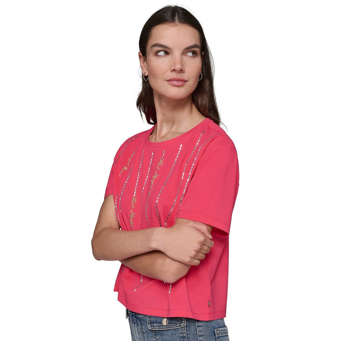 T-shirt 'Embellished Logo' pour Femmes