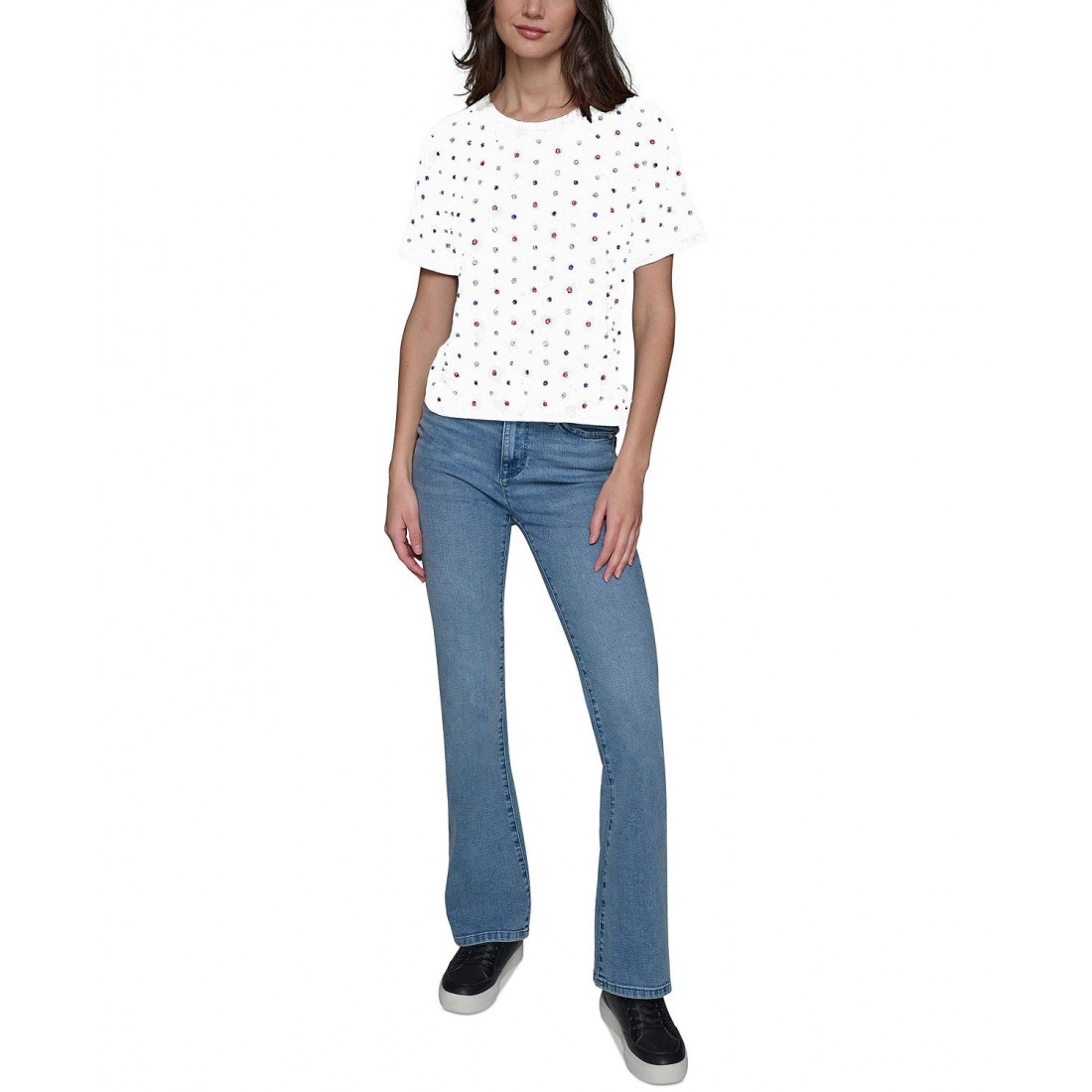 'Allover Embellished T-Shirt' pour Femmes