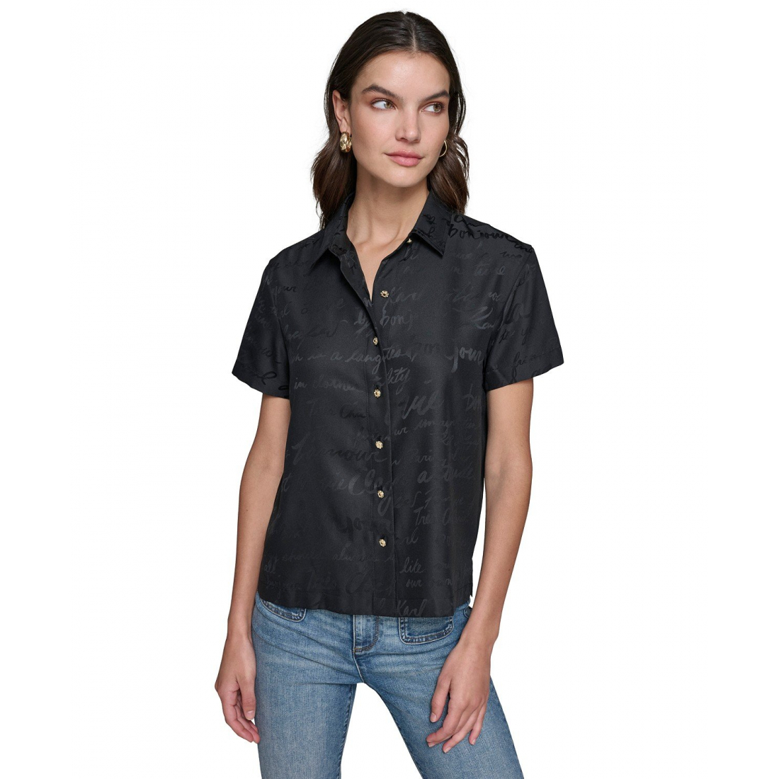 'Tonal Script-Print Camp' Hemd für Damen