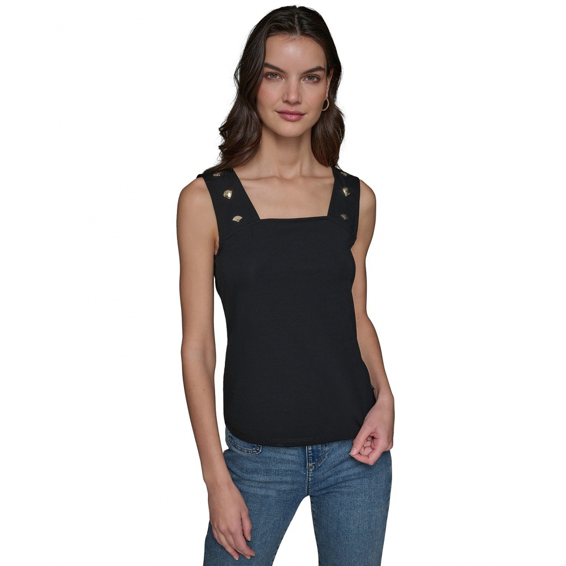 'Motif-Embellished Square-Neck' pour Femmes