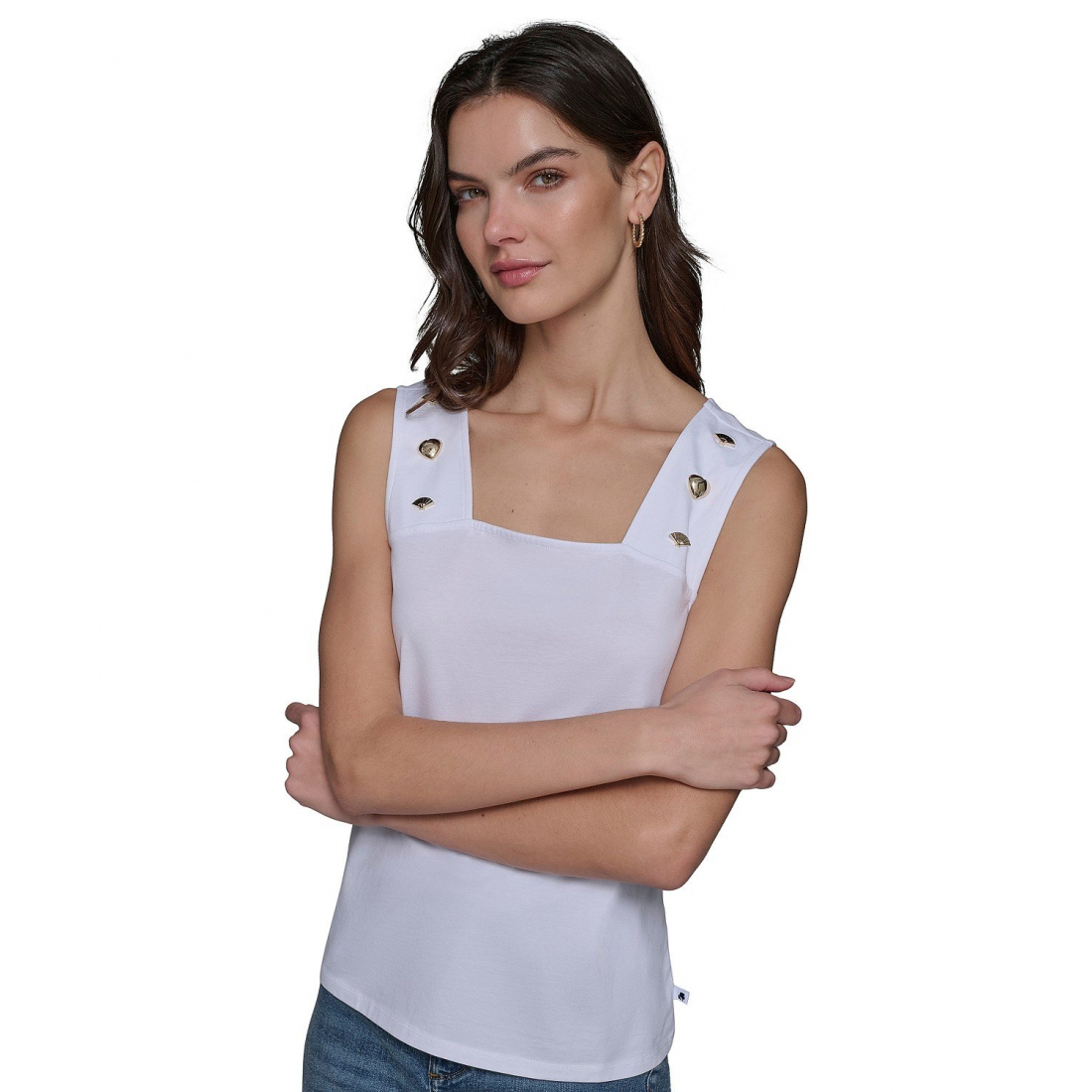 Haut sans manches 'Motif-Embellished Square-Neck' pour Femmes