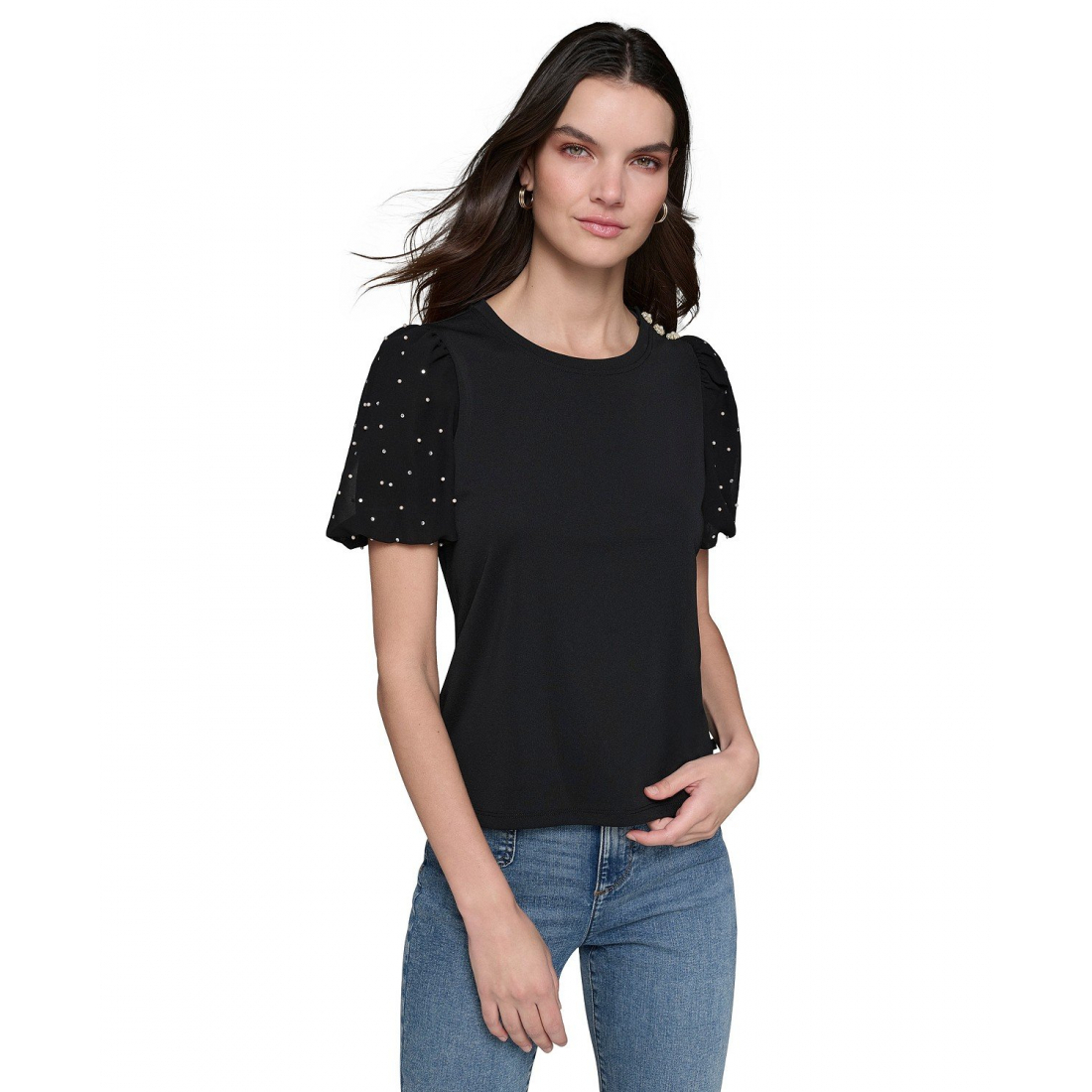 Top 'Embellished Puff Sleeve' pour Femmes