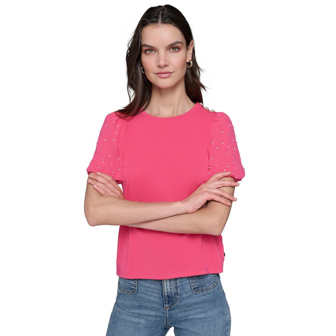 'Embellished Puff Sleeve' pour Femmes