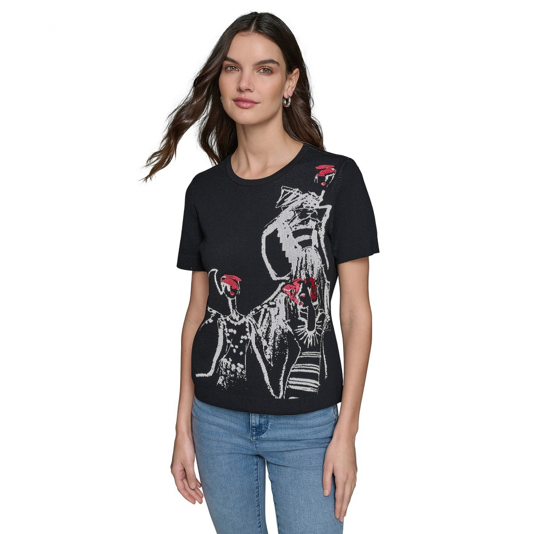 Pull à manches courtes 'Sketch-Graphic' pour Femmes