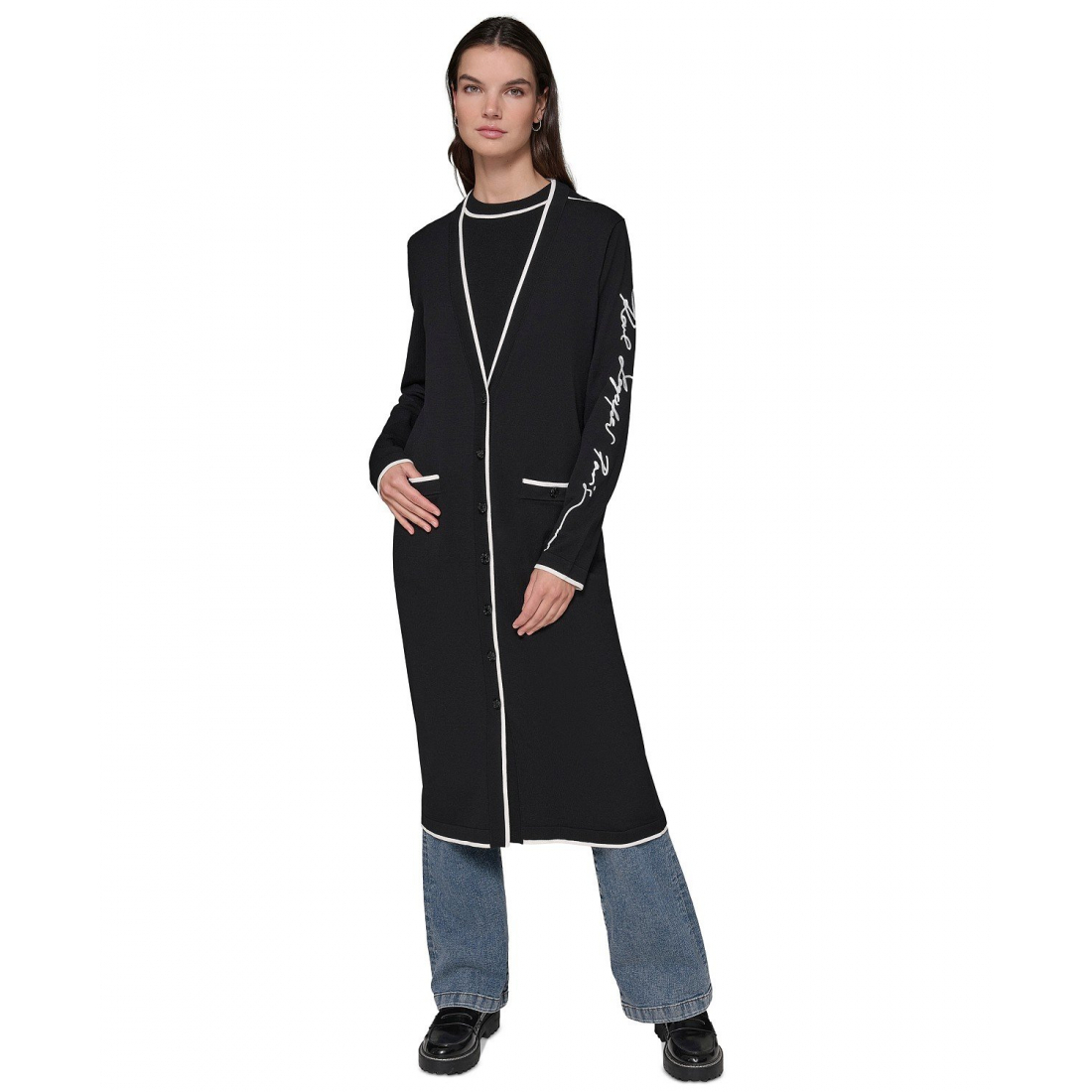 'Contrast-Trim Logo Duster' pour Femmes