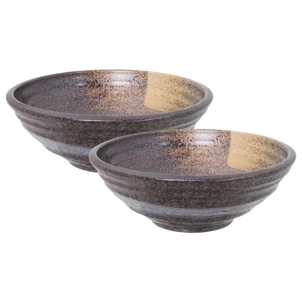 Set Mit 2 Minoyaki-Schalen Aus Schwarz/Weißem Porzellan