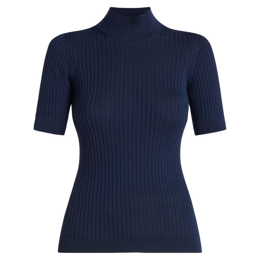 Top à manches courtes 'Medusa-Plaque Ribbed-Knit' pour Femmes