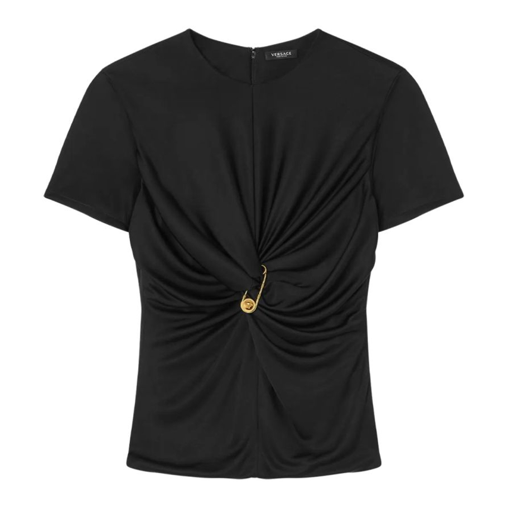 Top à manches courtes 'Medusa Safety Pin Gathered' pour Femmes