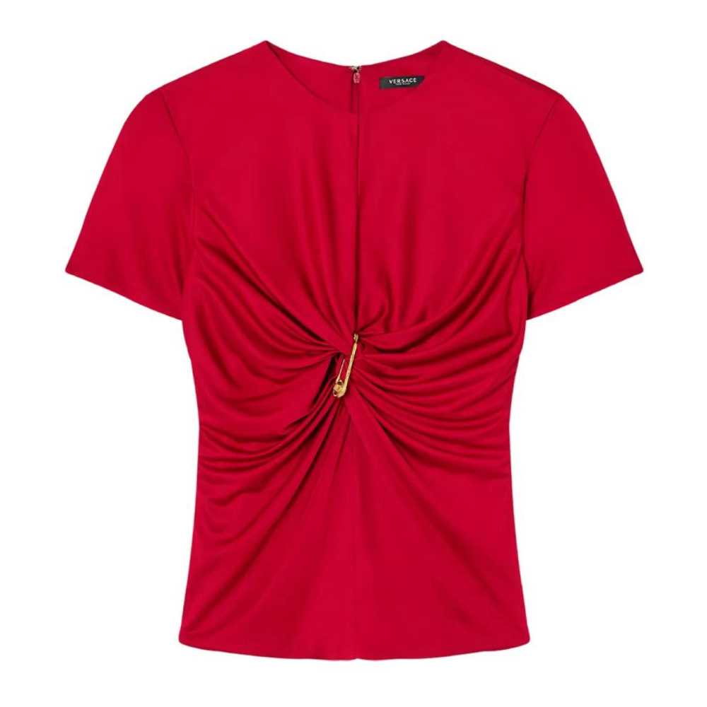 Top à manches courtes 'Medusa Safety Pin Gathered' pour Femmes