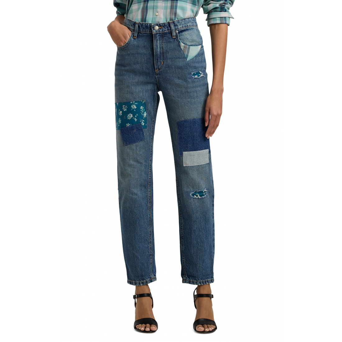 Women's 'Rigid Straight Leg Patched' Jeans