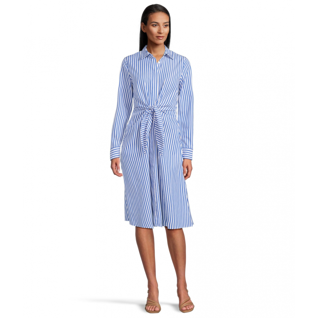 Women's 'Striped Tie-front Broadcloth' Shirtdress