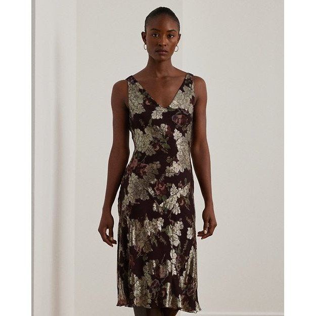 'Floral Metallic Jacquard Cocktail Dress' pour Femmes