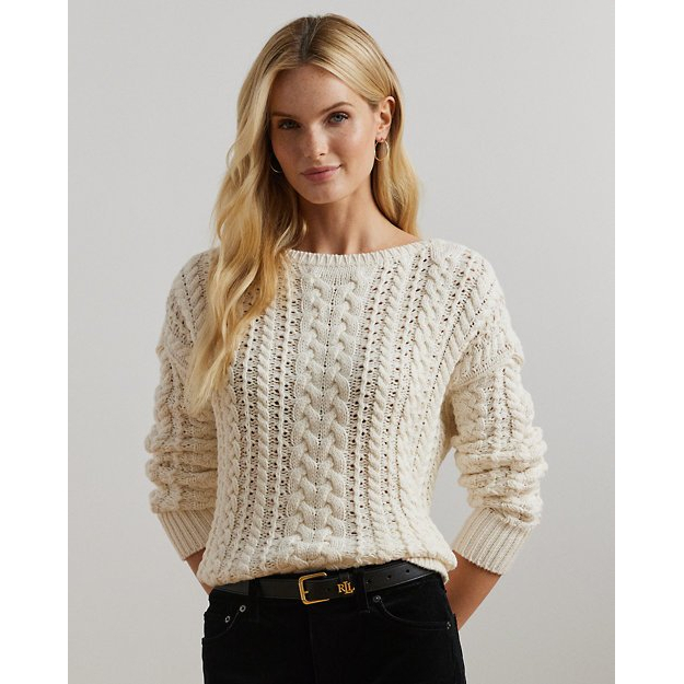 'Cable-Knit Cotton-Blend Sweater' pour Femmes