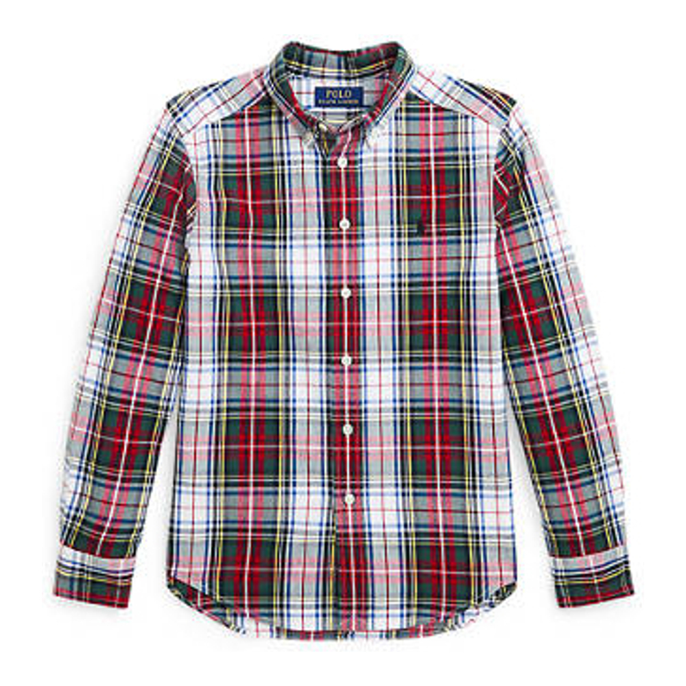 'Plaid Brushed Cotton Oxford Shirt' pour Grands garçons