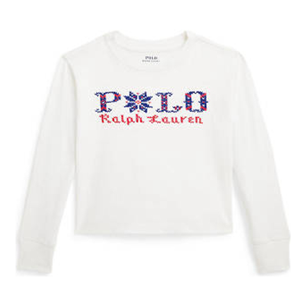 'Logo Cotton Boxy Long-Sleeve T-Shirt' pour Petites filles