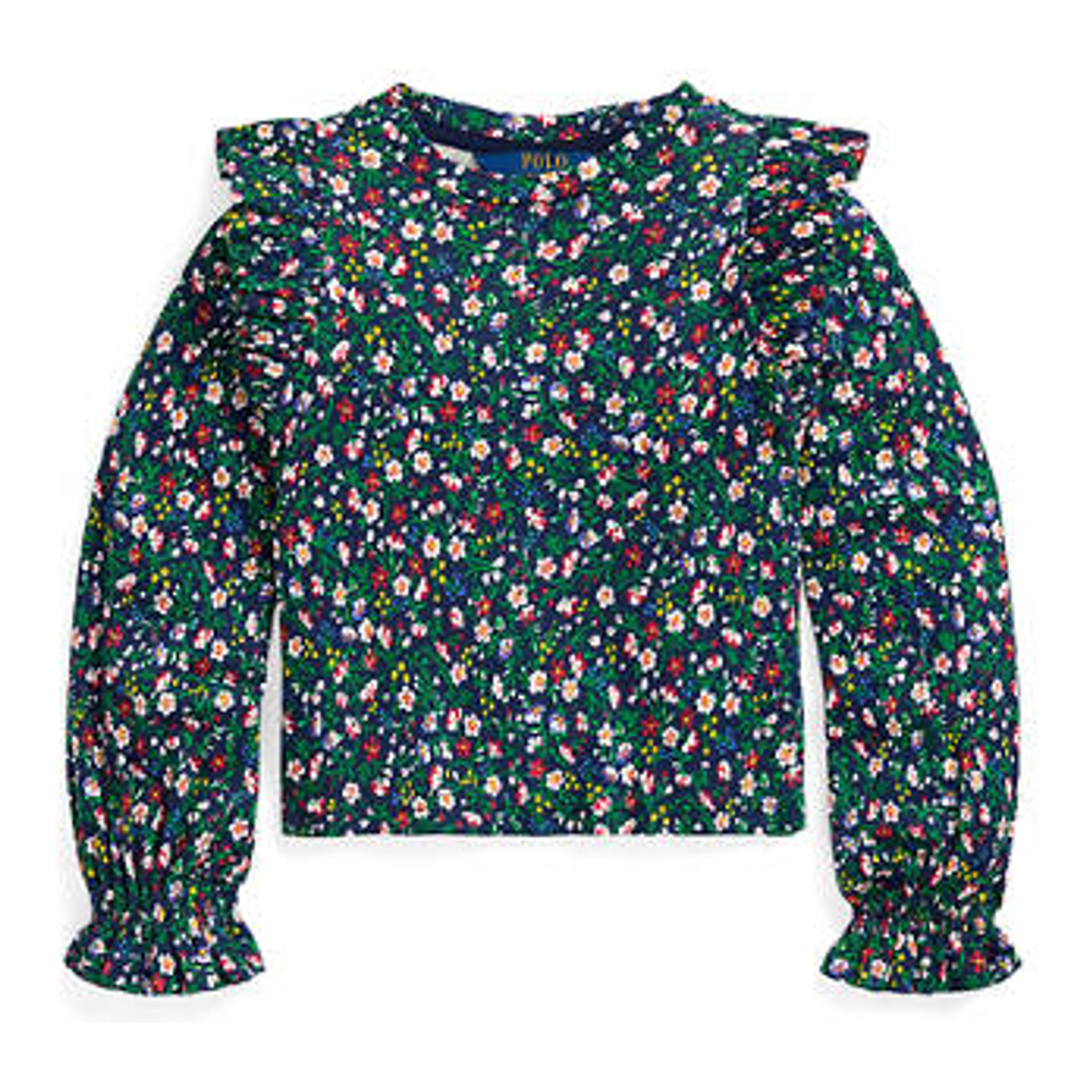 Top 'Floral Ruffled Cotton Modal' pour Petites filles