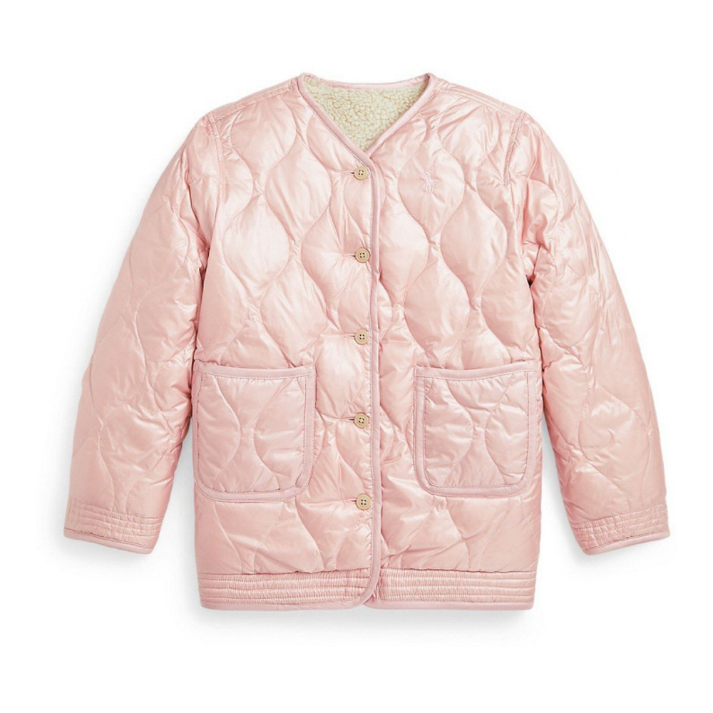 Toddler & Little Girl's 'Quilted Teddy Fleece Reversible' Jacket