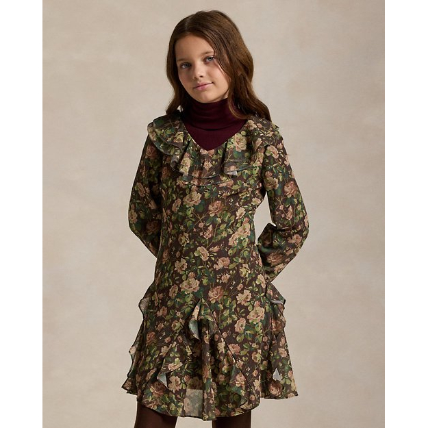 Robe 'Patchwork-Print Ruffled Chiffon' pour Grandes filles