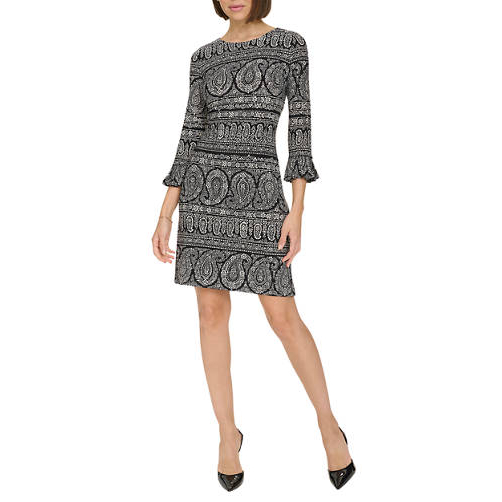 Robe droite '3/4 Sleeve Pleat Cuff Floral Paisley' pour Femmes