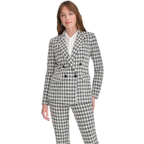 Blazer 'Houndstooth Knit Double Breasted' pour Femmes