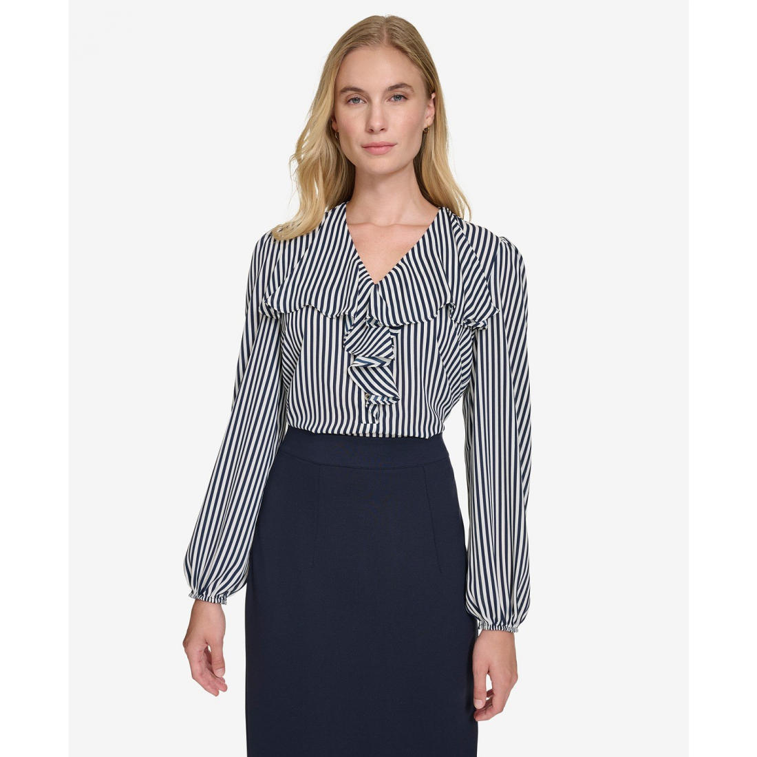 Top à manches longues 'Striped Ruffled' pour Femmes