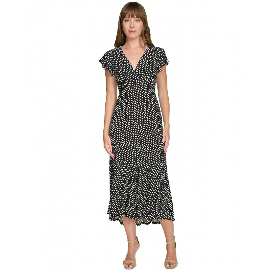 'Printed Flutter-Sleeve Fit & Flare Dress' pour Femmes