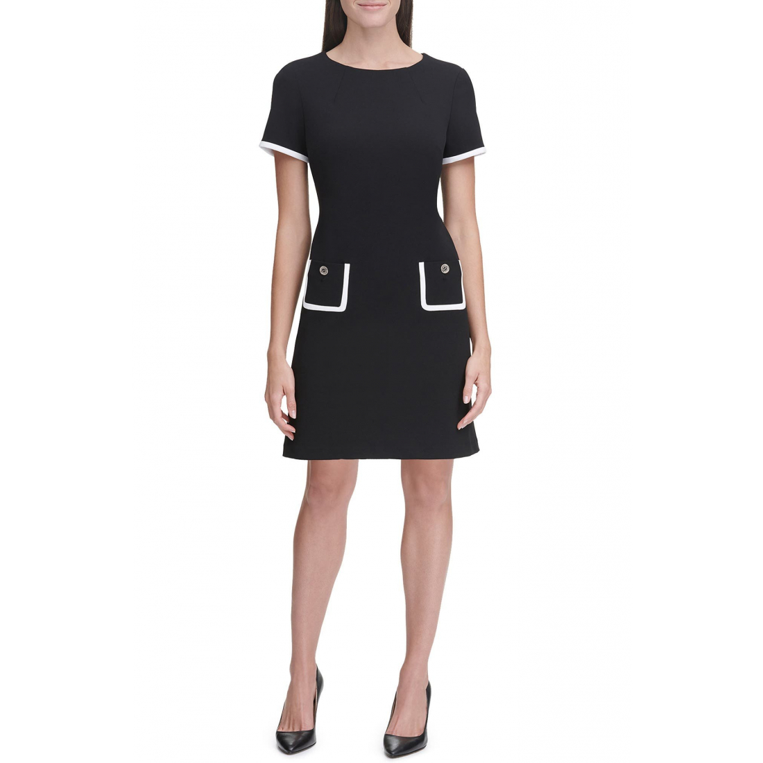 Robe mini 'Short Sleeve Scuba Crepe Contrast Trim' pour Femmes