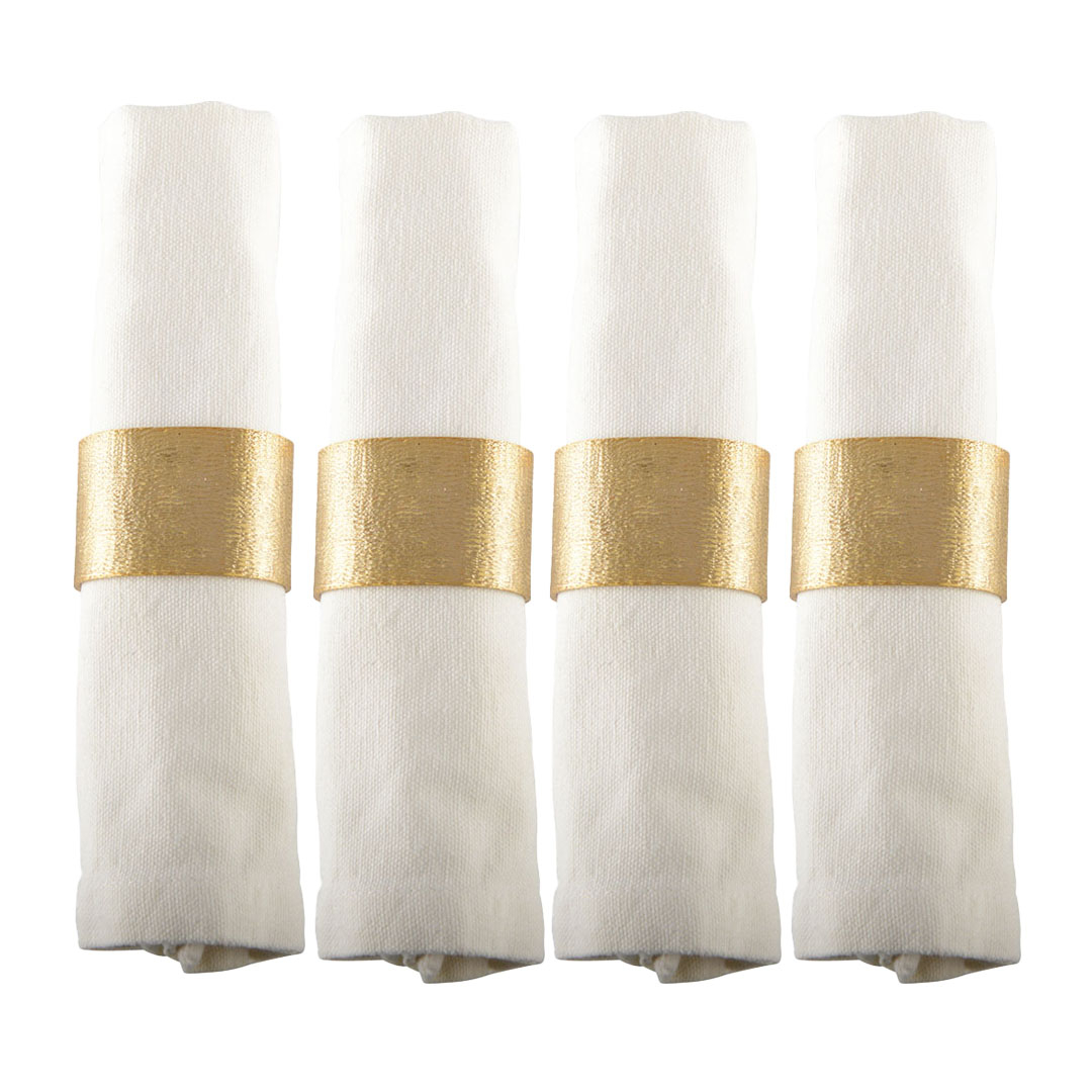 Set Of 4 Golden Oval Napkin Rings