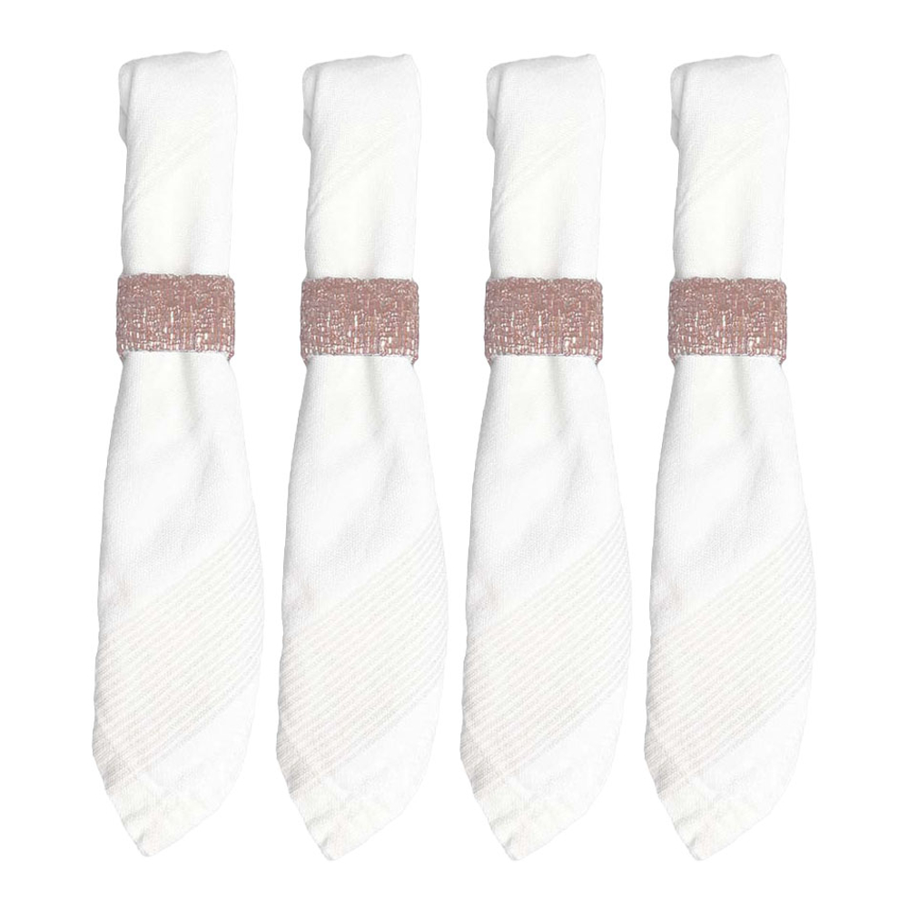 Lot De 4 Ronds De Serviettes Rectangulaire Peche