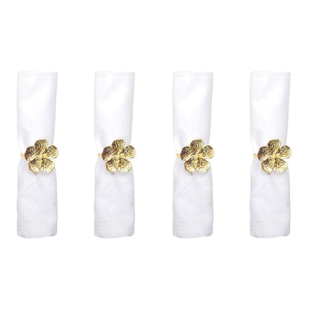 Pack Of 4 Gold Flower Napkin Rings
