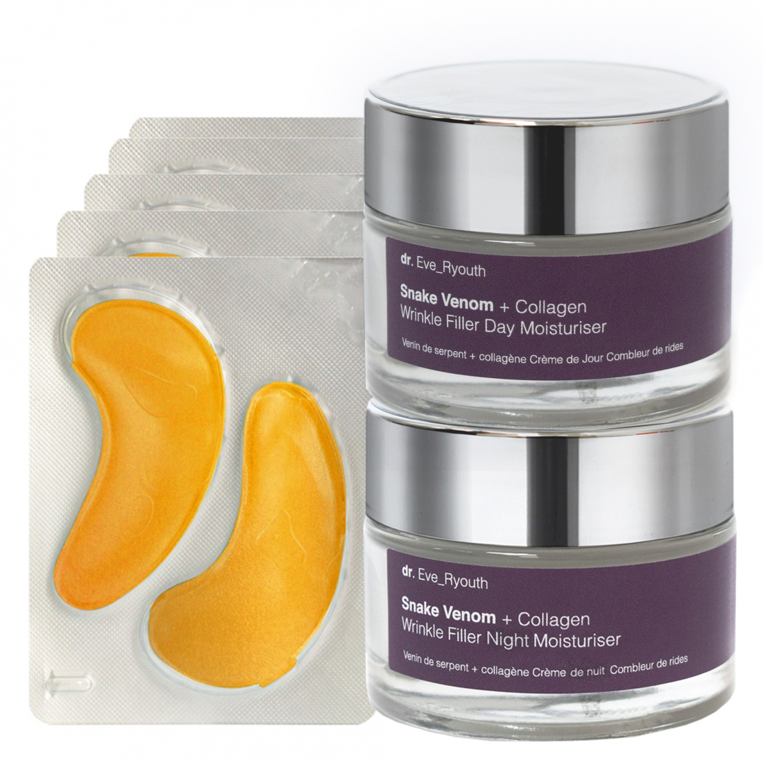 '24K Gold + Antioxidant + Snake Venom + Collagen' Eye Pads, Wrinkle filler - 2 Pieces