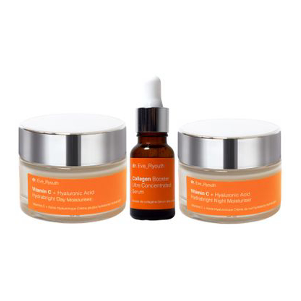 Hydratant, Sérum 'Vitamin C + Hyaluronic + Collagen Booster' - 3 Pièces