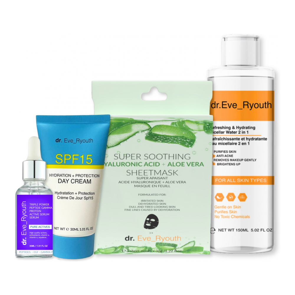 Crème, Eau micellaire, Masque 'Peptide Gamma + Hyaluronic + Aloe Vera + SPF15' - 2 Pièces