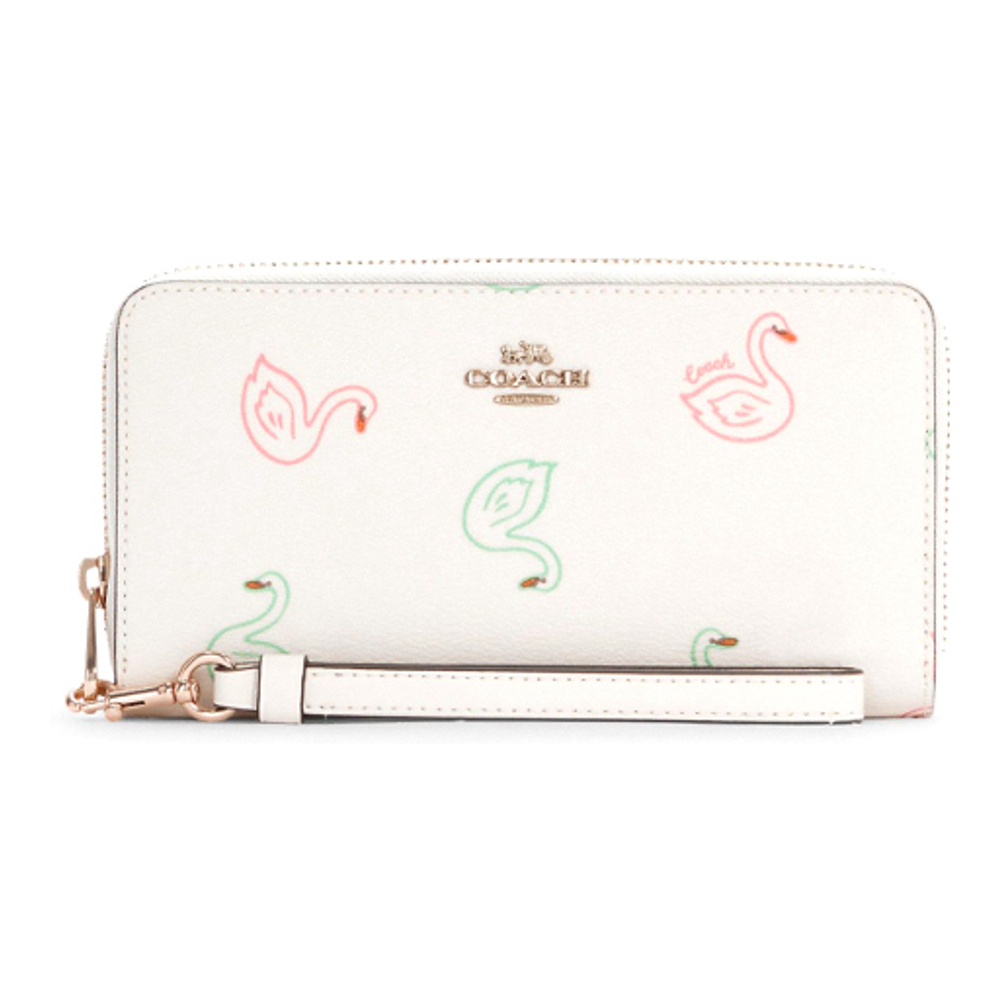 Women's 'Long Zip Around With Swan Print' Wallet